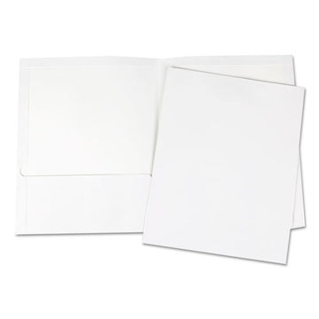 Universal® Laminated Two-pocket Portfolios, Cardboard Paper, 100-sheet Capacity, 11 X 8.5, White, 25-box freeshipping - TVN Wholesale